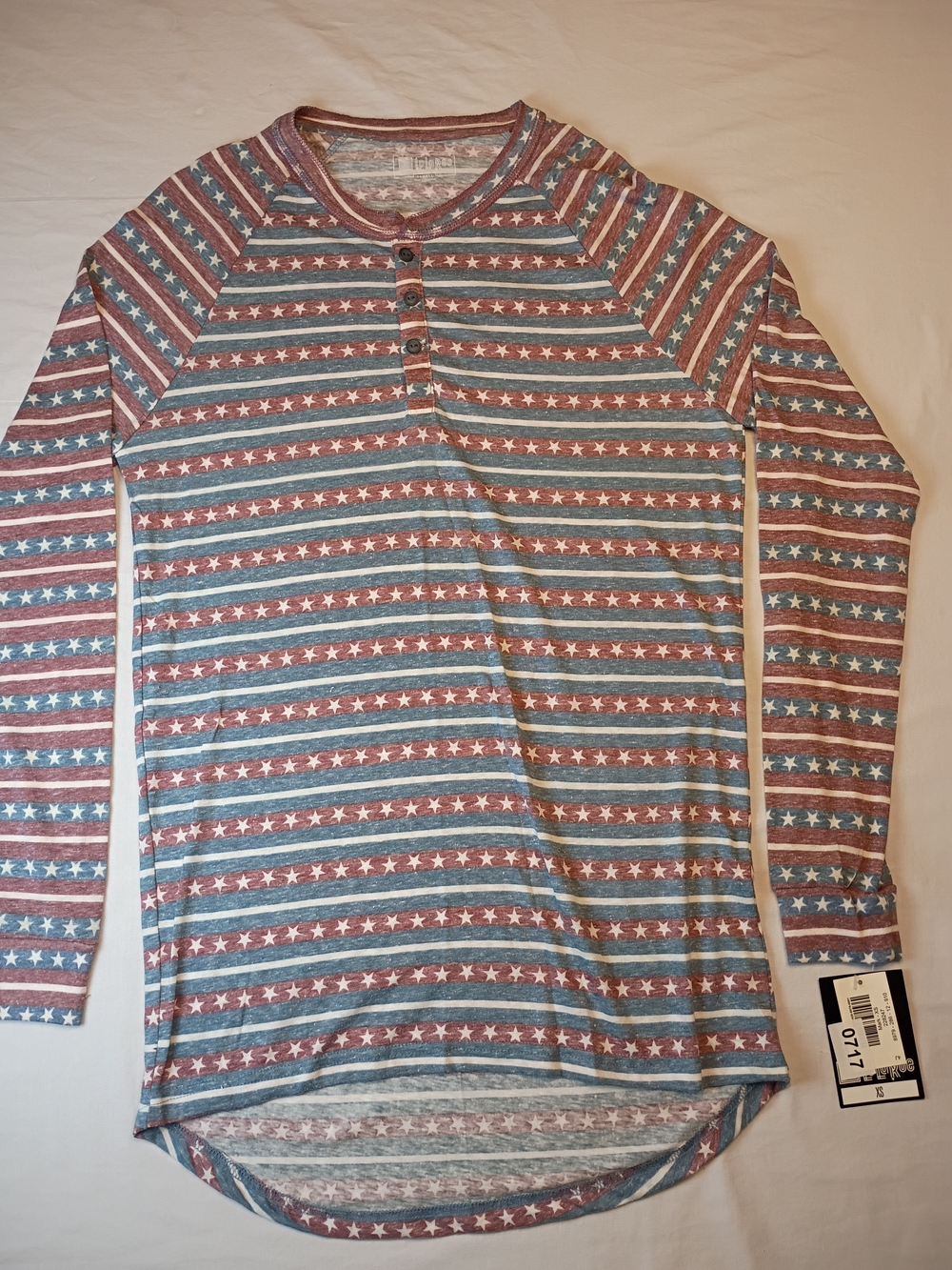 #1254 Lularoe Men's Striped Crew Henley Long Sleeve T-shirt